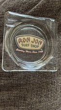 VINTAGE Ron Jon Surf Shop clear glass square Ash Tray/ catching waves since 1963 picture