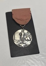 Vintage Sterling Silver .925 Bowling Award Medal 18g Ribbon Sports Trophy Medal picture