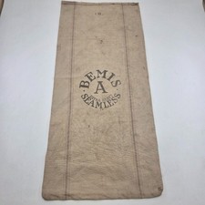 Vintage Bemis A Seamless Grain Feed Sack Extra Heavy Cotton Stripe Farmhouse Bag picture