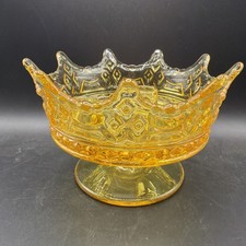 Vintage Fostoria Luxembourg Crown Footed Trindle Bowl Candle Holder Honey Yellow picture
