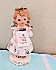 Vintage Porcelain Basilica January Angel Figurine A Happy New Year Scroll Japan  picture