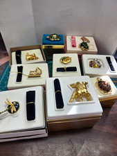 Estee Lauder perfume figurine compact Vintage Solid Perfume Compact Lot of 10  picture