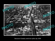 Vancouver Canada Aerial View Of The City c1930 Old Large Historic Photo picture