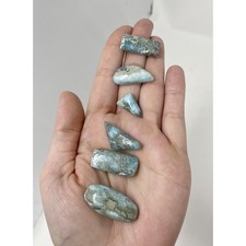 6 Pc Natural Larimar Cabochon Lot Dominican Blue Stone Crystal Healing picture