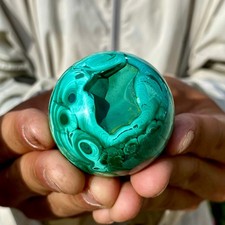 166G Rare Natural Malachite quartz hand Carved sphere Crystal Healing Gem ball picture
