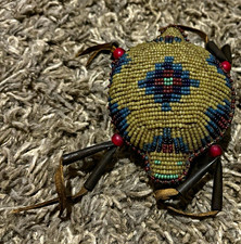 Authentic Plains Indian style beaded turtle amulet/ umbilical cord fetish picture