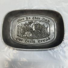 Vintage Silver Metal Religious Serving Tray 
