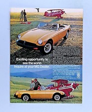 1977 MG Midget Vintage Yellow Airplane Original Print Ad 8.5 x 11