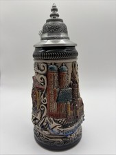 Vtg Reinhold Merkelbach Lidded Beer Stein 4007 Zither Player & Dancers Germany picture