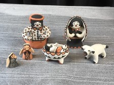 MARTHA ARQUERO Cochiti Pueblo Pottery NATIVITY Set Mary Joseph Baby Lamb NM picture