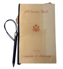 1933 Military Ball University Of Arkansas Tiny Booklet With Original Pencil  picture