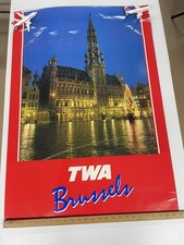 Original 1970’s vintage Trans World Airlines (TWA) Brussels travel poster  picture