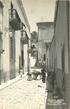 Guanajuato, Mexico RPPC - Subida de los Hospitales Street Donkeys c1940s picture