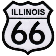 ILLINOIS ROUTE 66 EMBROIDERED PATCH - IRON-ON APPLIQUE Highway Road Sign Biker picture