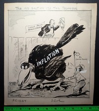 Vintage 1940/50s Inflation Crow Original Political Art picture