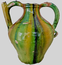 FRENCH ANTIQUE JUG POTTERY CONFIT VINTAGE CRUCHE EARTHENWARE CERAMIC VESSEL picture