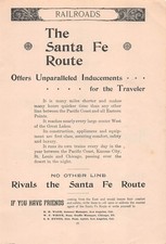 antique 1892 early ads Santa Fe Route Northern Pacific Railway Yellowstone Park picture