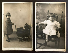 Pair of vintage Photographs of a Young Girl, dated 1933 & 1935, postcard-sized picture