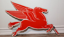 VINTAGE MOBIL PEGASUS PORCELAIN ENAMEL FLYING HORSE GAS PUMP SIGN SIZE 30