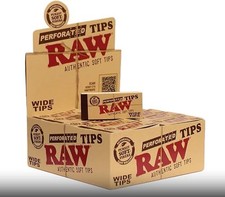 Raw UNREFINED Perforated Wide Tips Rolling Paper Full Box 50 Pack picture