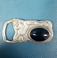 VTG Taylor Design Indiana Metal Craft 1976 Black Jade Belt Buckle picture