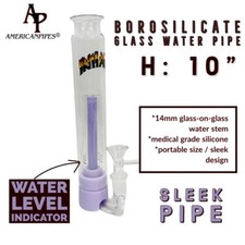 Inhale®️10'' purple Portable Borosilicate Glass Tobacco WaterPipe Glass On Glass picture