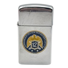 1968 Zippo Slim Commander Cruiser Destroyer Flotilla 12 Navy Lighter Needs Flint picture