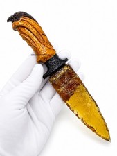 Handmade Citrine Glass Knife Eagle Shape Polymer Clay Handle Handcrafted Fantasy picture
