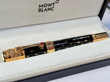 Montblanc Queen Elizabeth Golden Black Fountain Pen - Medium Nib Box Included picture