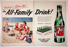 1951 Seven-Up All-Family Beach Picnic Vintage Magazine Ad Soda Pop Ephemera picture