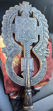 Ancient Hand-Carved Ethiopian Wooden Ceremonial Staff with Cross Motif picture