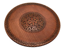 Vintage Polish Carved Lindenwood Plate 10.75 Original Sticker On The Bottom  picture
