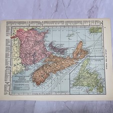 Map of Maritime Provinces, Dominion of Canada Double Sided 1910 Print V14-7 picture