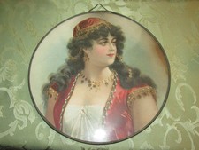 LOVELY Antique Victorian Gypsy In Red Framed *1907* 12