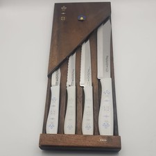 RARE Vintage Ekco Vanadium 4 Knife Set Tulip Handle picture