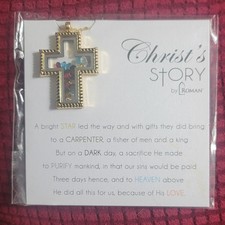 Christ's Story By Roman - 18k Gold Finish And Crystal Accents - Cross Necklace picture
