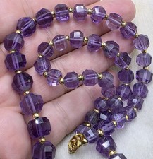Real amethyst gemstone hand-faceted large bead necklace 90+ grams  picture