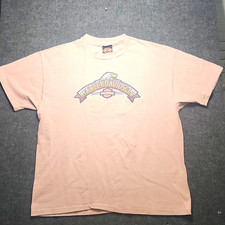 Vintage 1997 Harley Davidson Shirt XL Hanes Beefy-T Ft Myers Florida Pink Tan picture