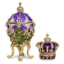 Purple Lilies of the Valley Easter Egg Replica Extra Large 5.9 inch + Crown picture