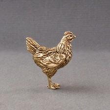 Brass Rooster Figurine Golden Chicken Statue Animal Tabletop Home Office Decor picture