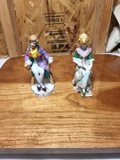 VTG Pair Matching Porcelain Bisque Figurines Japan Victorian-Style picture