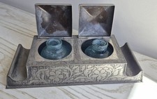 Antique K&O Co Art Nouveau Double Inkwell Inkstand Kronheimer & Oldenbusch Desk picture