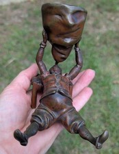 Antique European Bronze Brass Novelty The Drunkard Match holder Signed MS 813 picture
