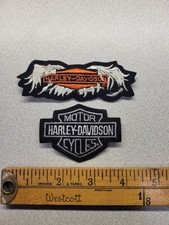 2   SMALL HARLEY PATCHES APPROX 4 INCHES WIDE picture