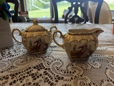 Sadler 2259 Courting Couple Made In England Sugar Bowl and Creamer Set picture