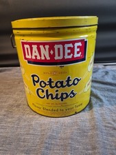 Vintage Dan-Dee Potato Chips Tin Can 1961 Cleveland Ohio Advertising Litho Nice picture