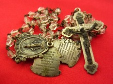 Vintage CATHOLIC Rosary SLIDING MYSTERIES Center Clear Faceted Glass Beads picture