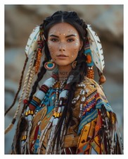 GORGEOUS YOUNG NATIVE AMERICAN WOMAN IN TRADITIONAL CLOTHING 8X10 FANTASY PHOTO picture