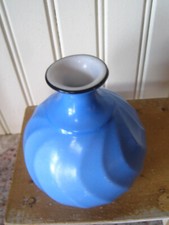 Adorable Small  Blue Swirl Bowl Vase Bavaria Germany 3.75