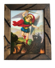 San Miguel Arcángel Imagen en Cuadro Rústico 9x11 Religious Frame picture